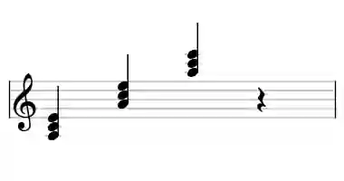 Sheet music of A m in three octaves
